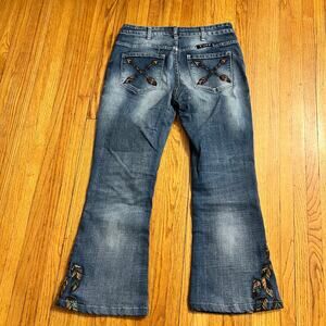 Cowgirl Tuff Jeans Womens 29? 31x26.5 Take flight Patches Aztec Cropped Western